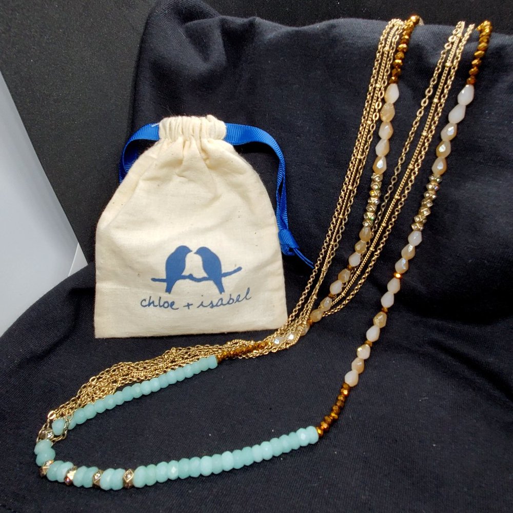 Chloe + Isabel Gold and Mint Beaded Multi-Strand Necklace